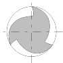 Router bits: Three flute router in cross-section